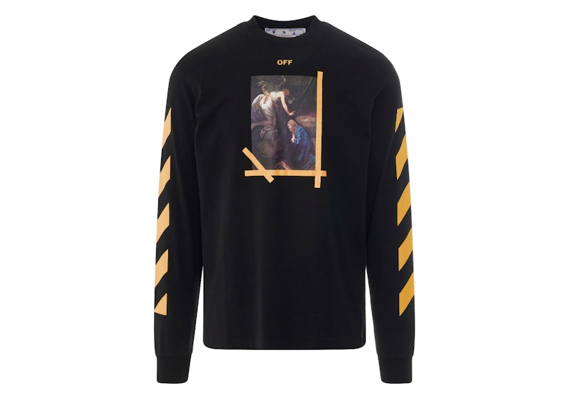 OFF-WHITE Diagonal Arrow Caravaggio Ann Skate L/S Tee Black/Yellow