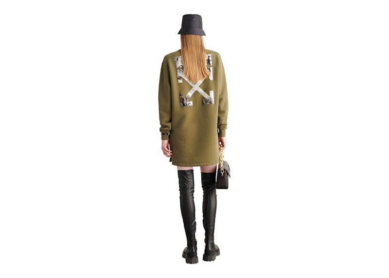 OFF-WHITE Flock Chine Flower Arrow Dress Military Green