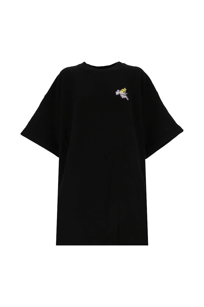OFF-WHITE Flower Arrow Snap Tee Dress Black/Multi