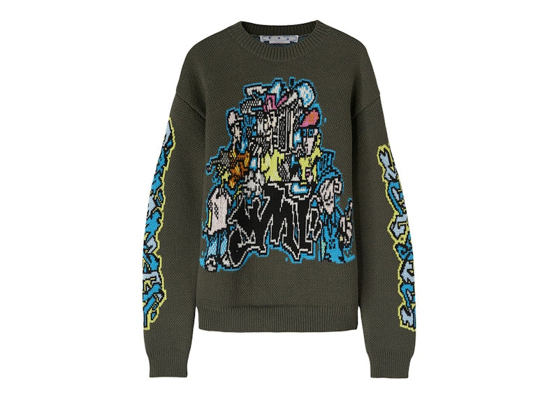 OFF-WHITE Graff Pupp Chunky Knit Military Green