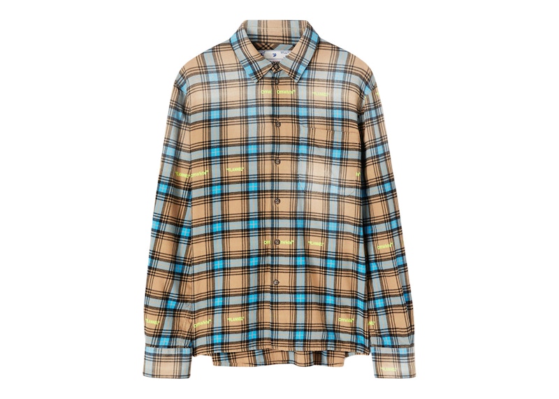 OFF-WHITE Helvet Patt Checkflan Ska Shirt Blue/Beige