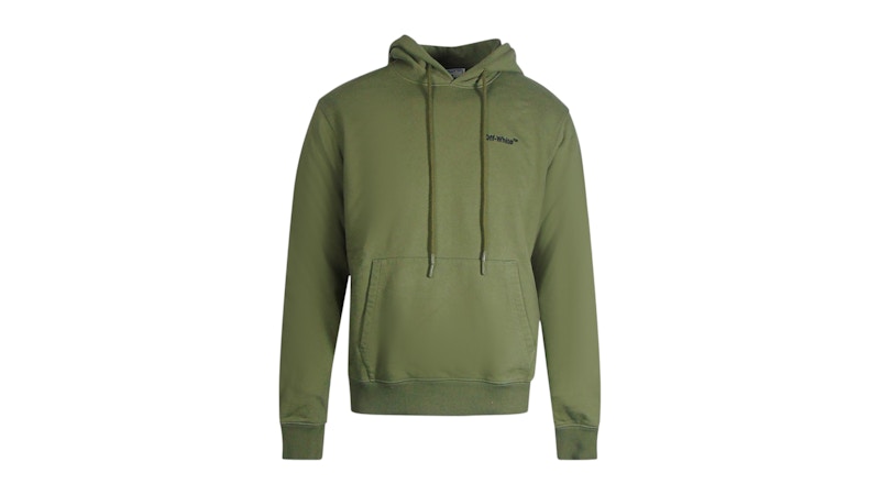 OFF-WHITE Helvetica Logo Slim Fit Hoodie Green
