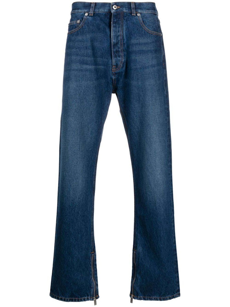 OFF-WHITE High-Waist Straight-Leg Jeans Indigo Blue