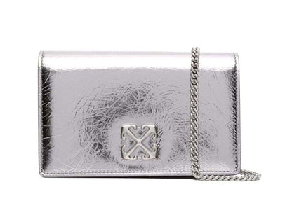 Off-White Jitney 0.5 Leather Clutch Silver
