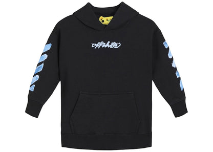 OFF-WHITE Kids Script Logo Hoodie Black/Blue