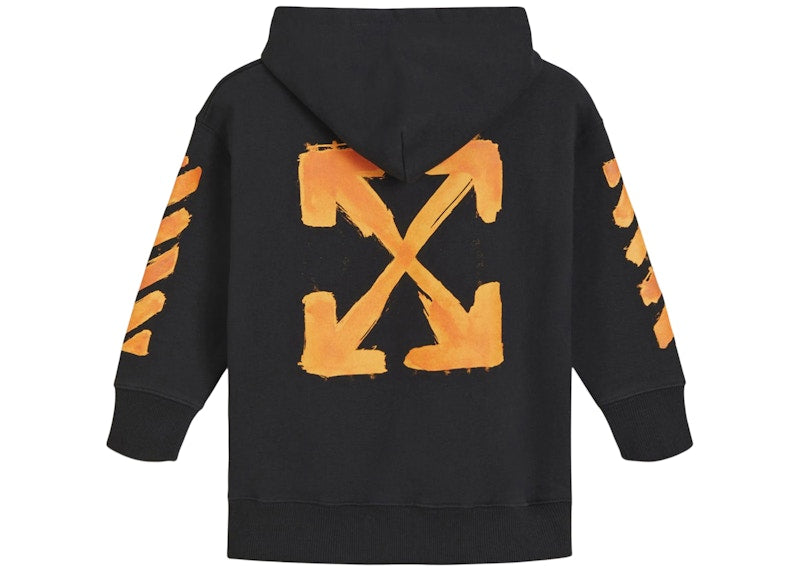 OFF-WHITE Kids Script Logo Hoodie Black/Orange