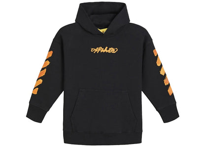 OFF-WHITE Kids Script Logo Hoodie Black/Orange