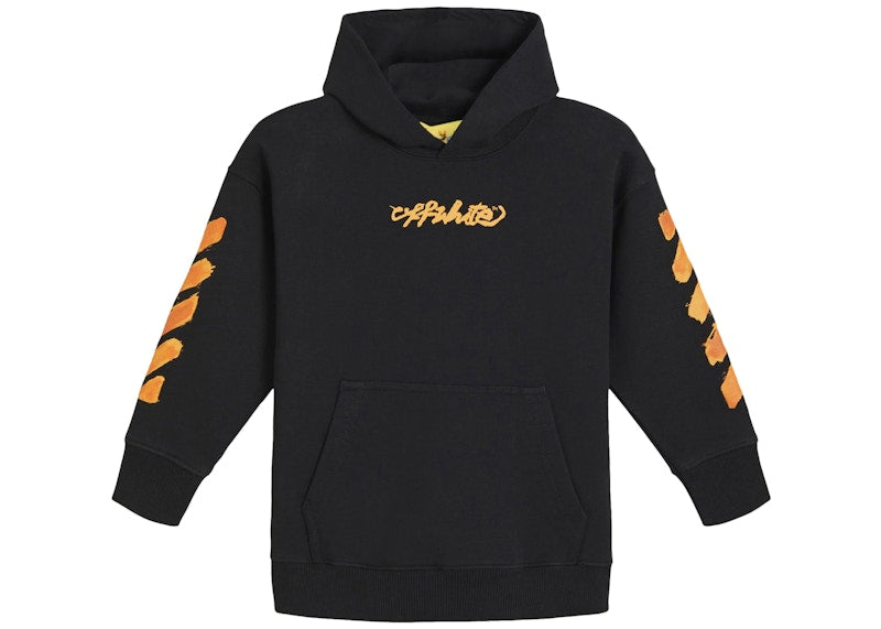 OFF-WHITE Kids Script Logo Hoodie Black/Orange