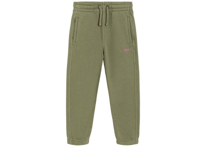 OFF-WHITE Kids Stamp Sweatpants Military Green/Pink