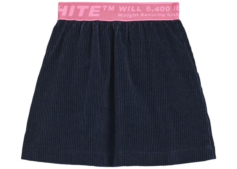 OFF-WHITE Kids Velvet Mini Skirt Navy Blue/Pink