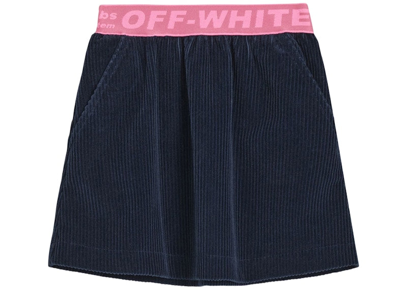 OFF-WHITE Kids Velvet Mini Skirt Navy Blue/Pink