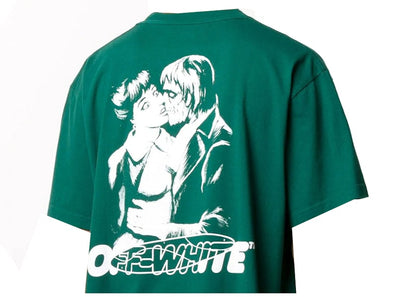 OFF-WHITE Kiss 21 Logo Print Over-Fit T-shirt Green