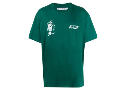 OFF-WHITE Kiss 21 Logo Print Over-Fit T-shirt Green
