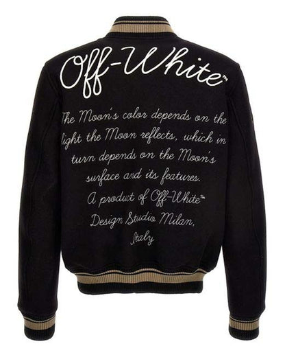 OFF-WHITE Logo-Applique Bomber Jacket Black
