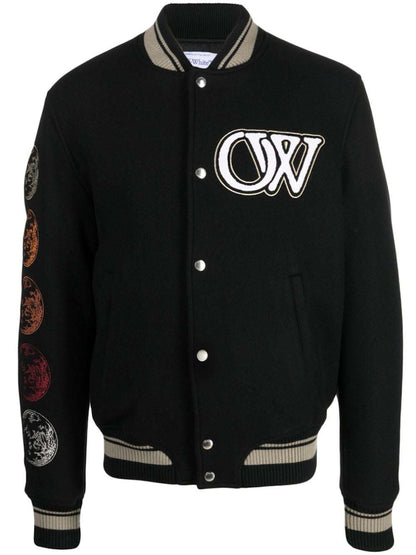 OFF-WHITE Logo-Applique Bomber Jacket Black