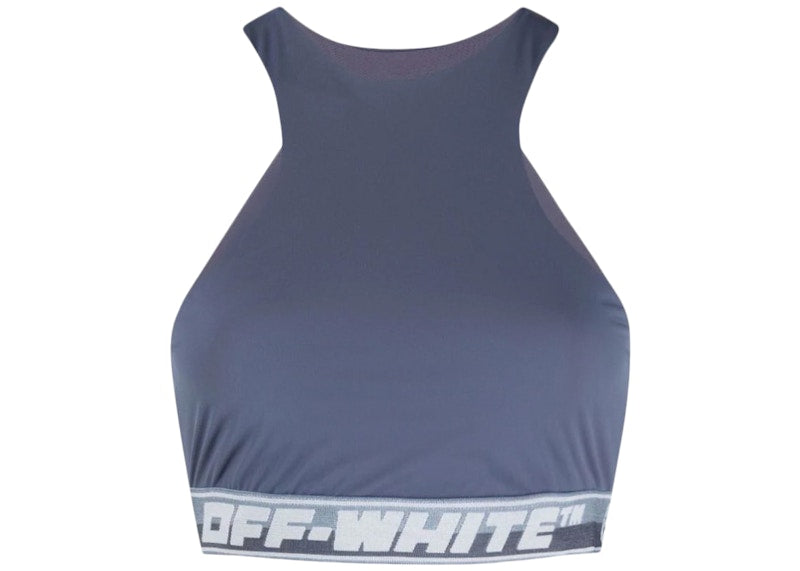 OFF-WHITE Logo-Band Bra Top Aegean Blue