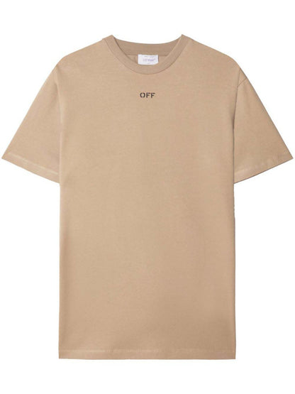OFF-WHITE Logo-Embroidered Cotton T-shirt Sand Beige