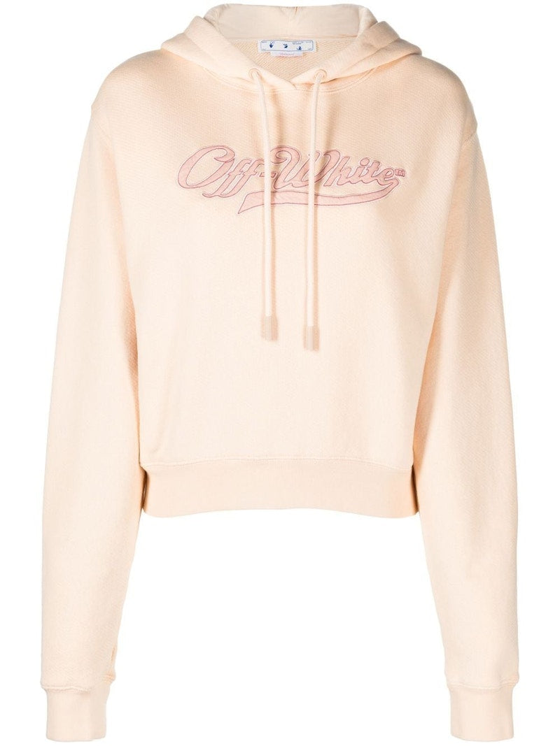 OFF-WHITE Logo-Embroidered Drawstring Hoodie Light Pink