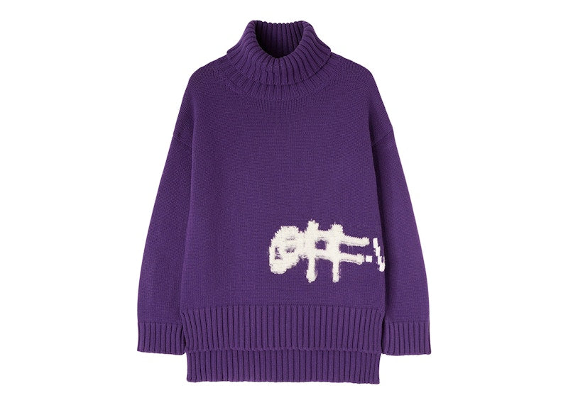 OFF-WHITE Logo Intarsia Turtleneck Violet