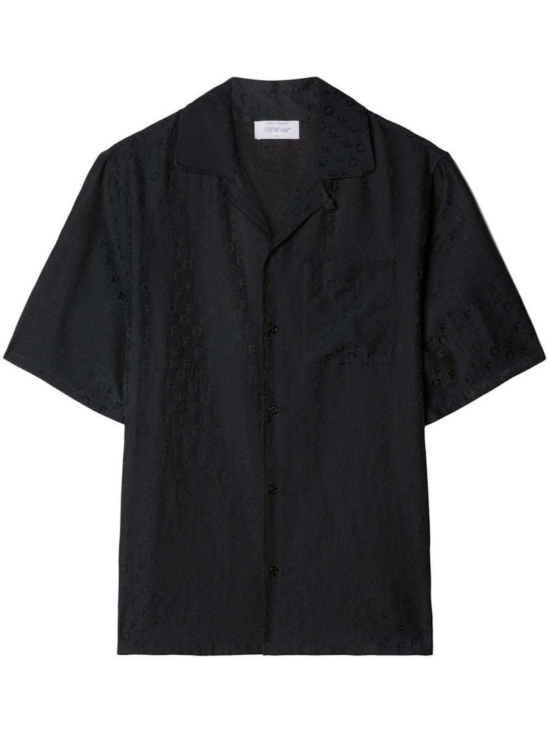 OFF-WHITE Logo-Jacquard Camp-Collar Shirt Black