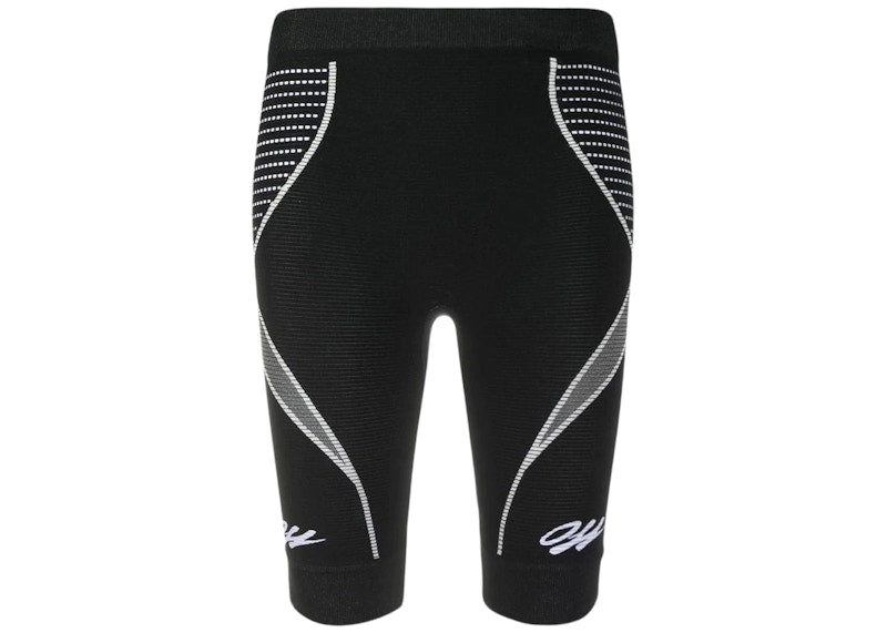 OFF-WHITE Logo Print Panelled Cycling Shorts Black/White
