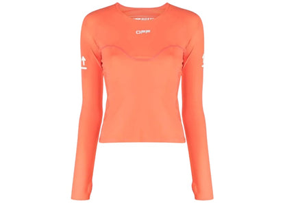 OFF-WHITE Logo-Print Performance Top Orange
