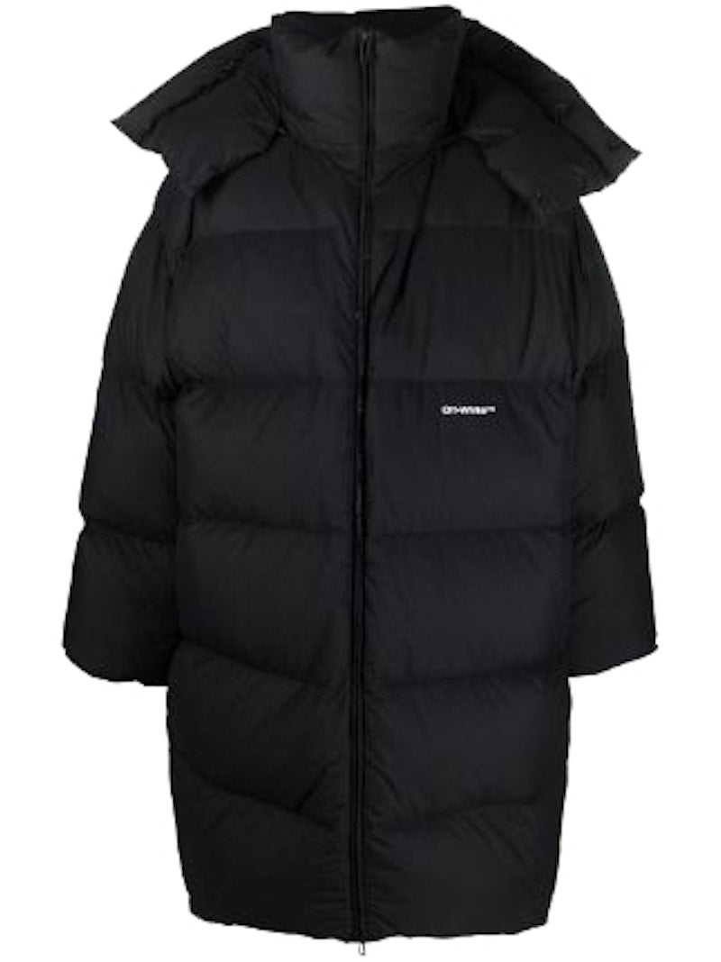 OFF-WHITE Logo-Print Puffer Coat Black