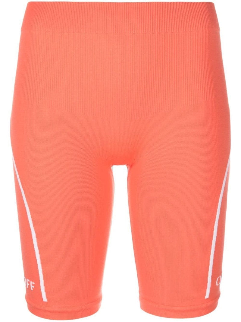 OFF-WHITE Logo Print Shorts Orange/White
