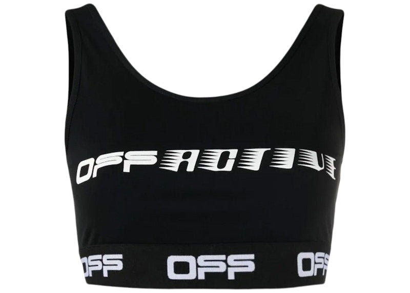 OFF-WHITE Logo-Print Sports Bra Black