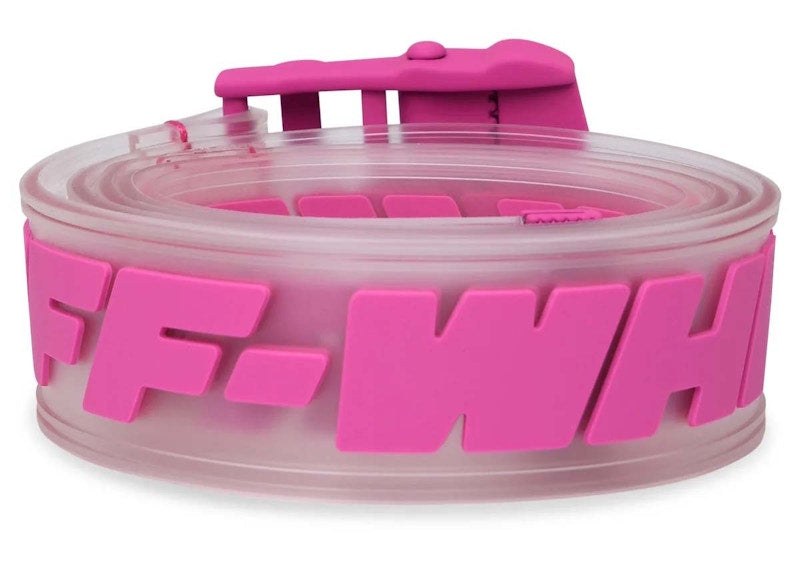 Off-White Logo Printed Industrial Buckle PVC Belt Fushia Pink