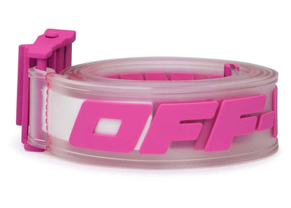 Off-White Logo Printed Industrial Buckle PVC Belt Fushia Pink