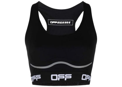 OFF-WHITE Logo-Tape Cropped Performance Top Black/White