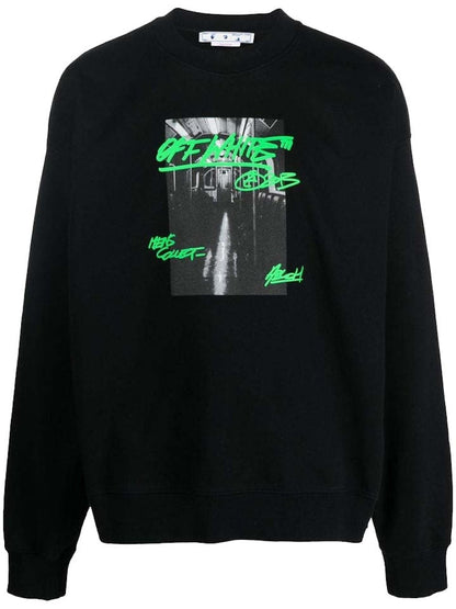 OFF-WHITE Metro Type Skate Crewneck Black/Green