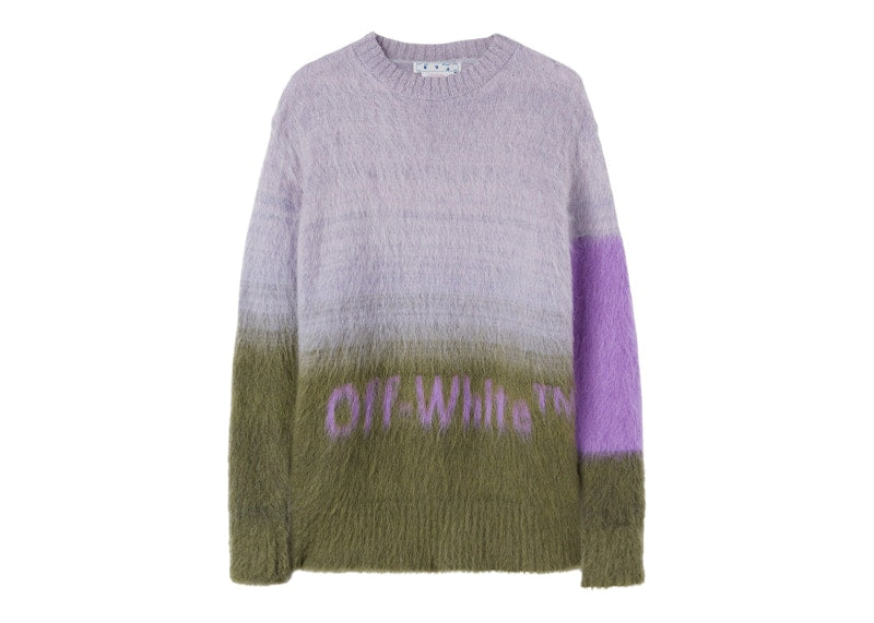OFF-WHITE Mohair Helvetica Logo Crewneck Violet/Green
