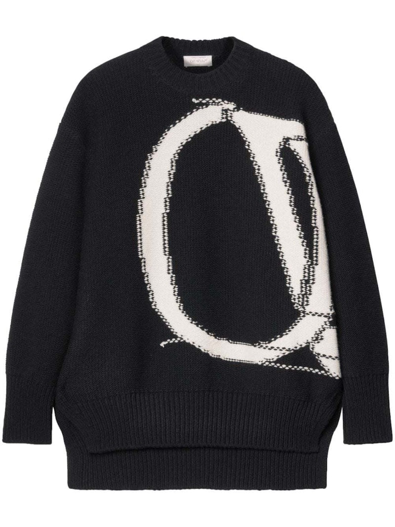 OFF-WHITE OW Maxi Logo-Intarsia Jumper Black