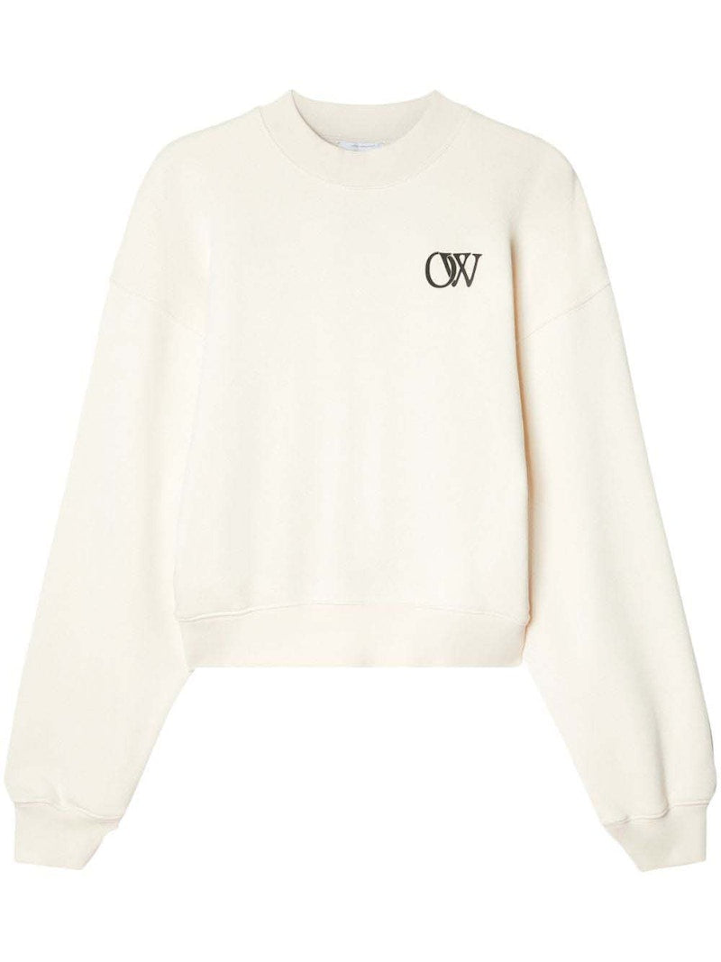 OFF-WHITE OW-Print Cotton Sweatshirt Cream White