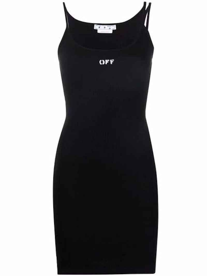 OFF-WHITE Off Stamp Basic Rib Dress Black/White