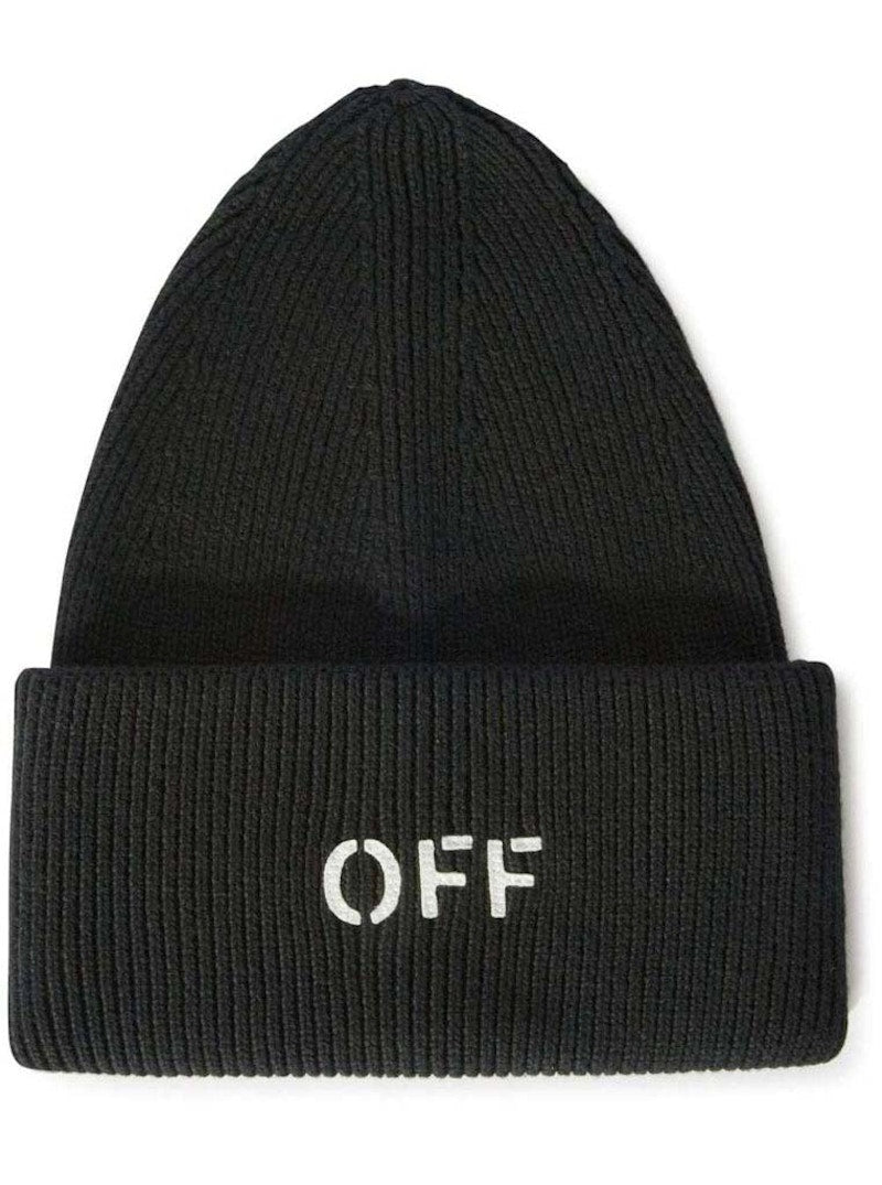 OFF-WHITE Off Stamp Knit Beanie Black/White