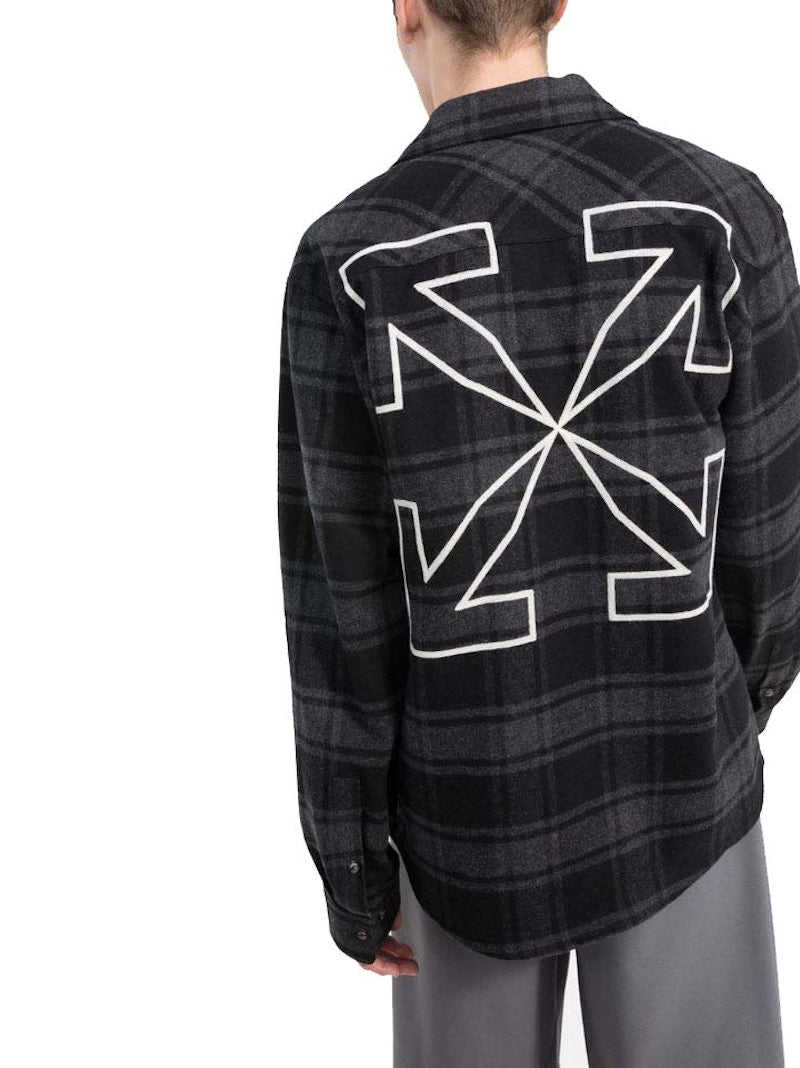 OFF-WHITE Outline ARR Flannel Shirt Grey/White
