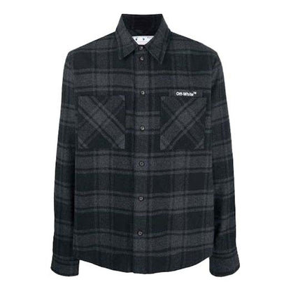 OFF-WHITE Outline ARR Flannel Shirt Grey/White