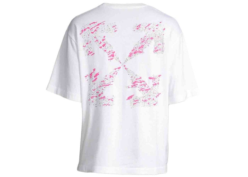 OFF-WHITE Paint Splatter Logo T-shirt White/Fuschia