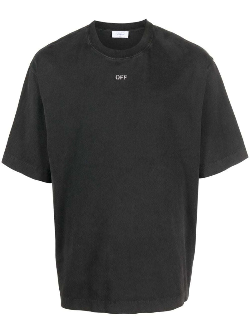 OFF-WHITE People-Print Cotton T-shirt Charcoal Grey