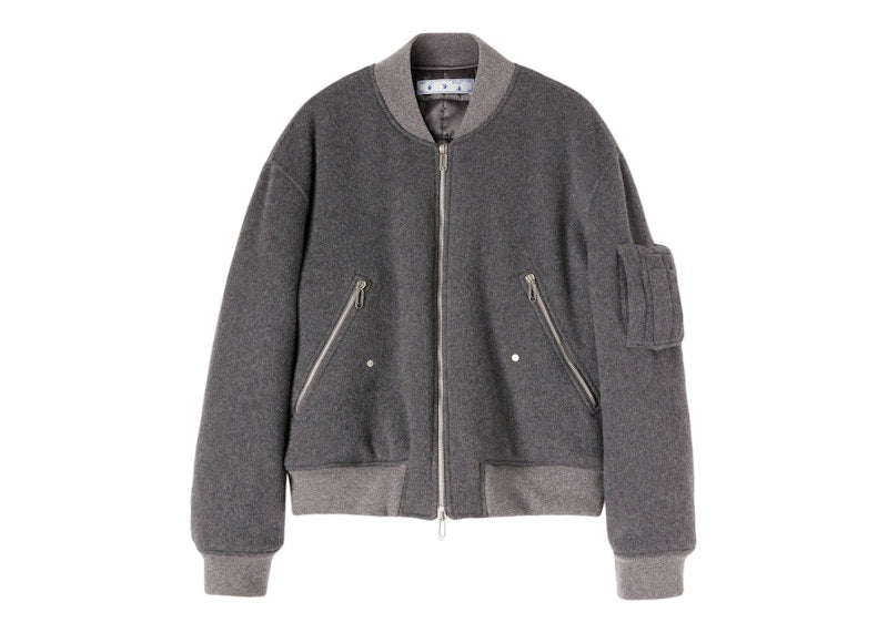 OFF-WHITE Quote Cashm Bomber Jacket Grey