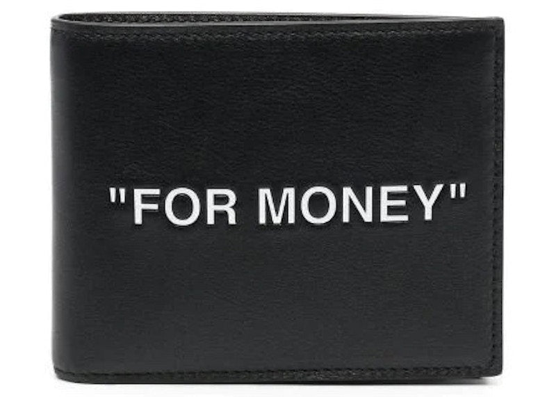 Off-White Quote "FOR MONEY" Bifold Wallet Black/White