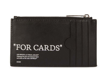 Off-White Quote-Print Leather Cardholder Black