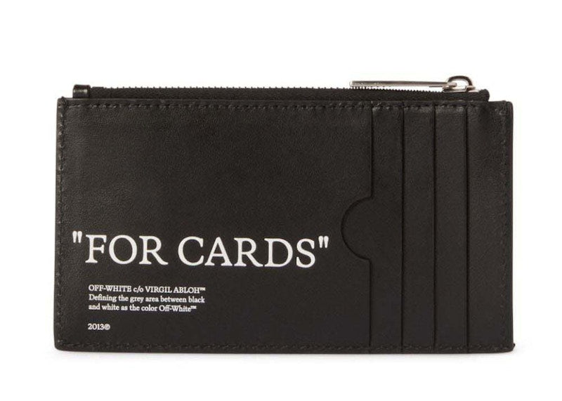 Off-White Quote-Print Leather Cardholder Black