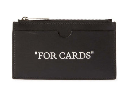 Off-White Quote-Print Leather Cardholder Black