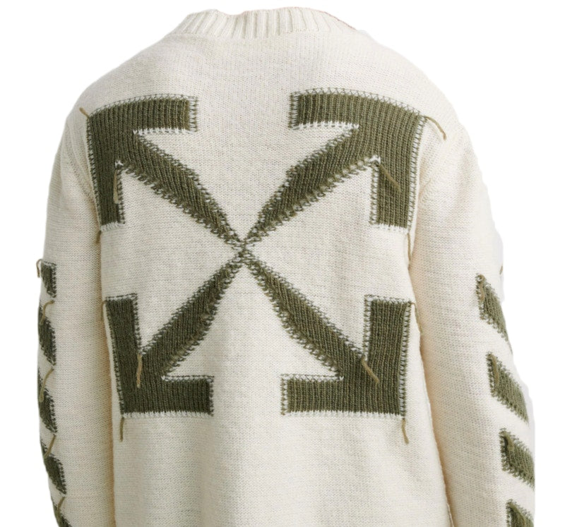 OFF-WHITE Reverse Arrows Crewneck Beige/Green