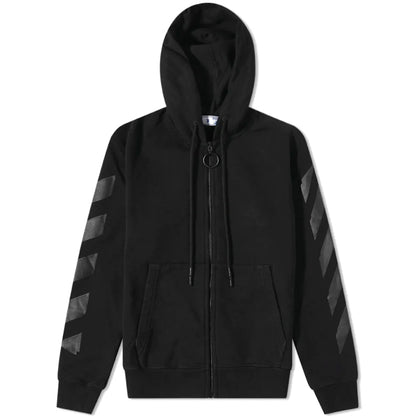 OFF-WHITE Rubber Arrow Slim Zip Hoodie Black