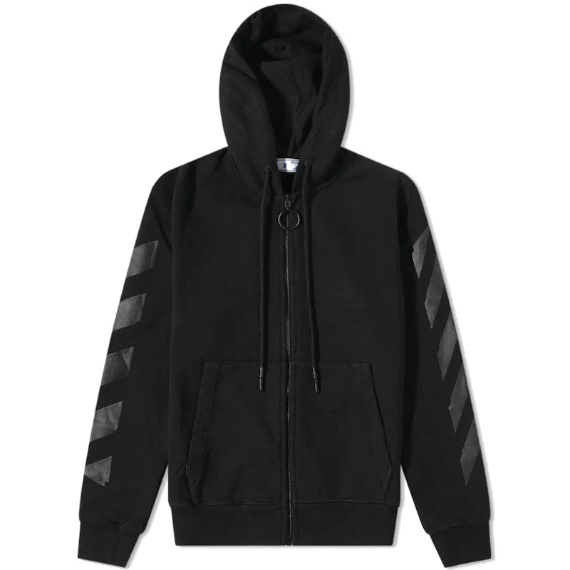 OFF-WHITE Rubber Arrow Slim Zip Hoodie Black